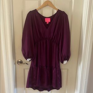 Lilly Pulitzer Purple V-Neck Dress with Balloon Sleeves